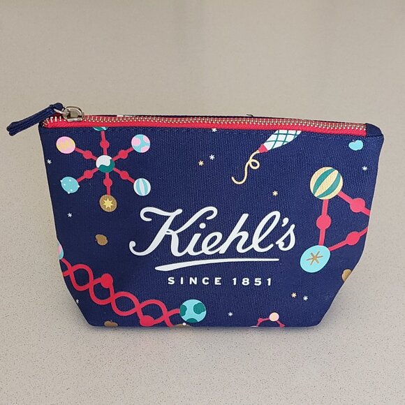 Kiehl's Since 1851 Blue Holiday Cosmetic Make-up Zip Case (NWOT) - Picture 3 of 16